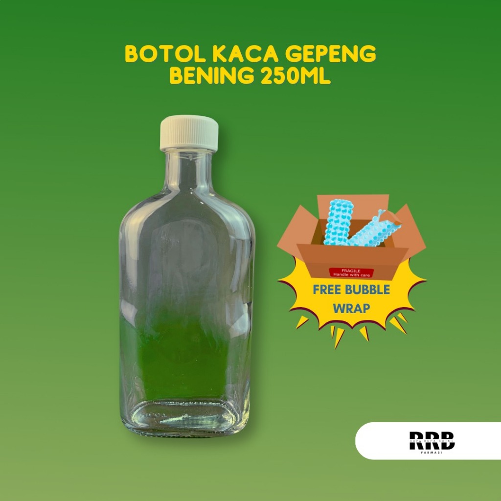 BOTOL KACA GEPENG 250ML BOTOL KOPI 250ML FREE BUBBLE