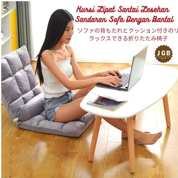 Kursi Lipat Santai Lesehan Sandaran Sofa + Bantal - Kursi Sofa Malas Bean Bag Dengan Bantal