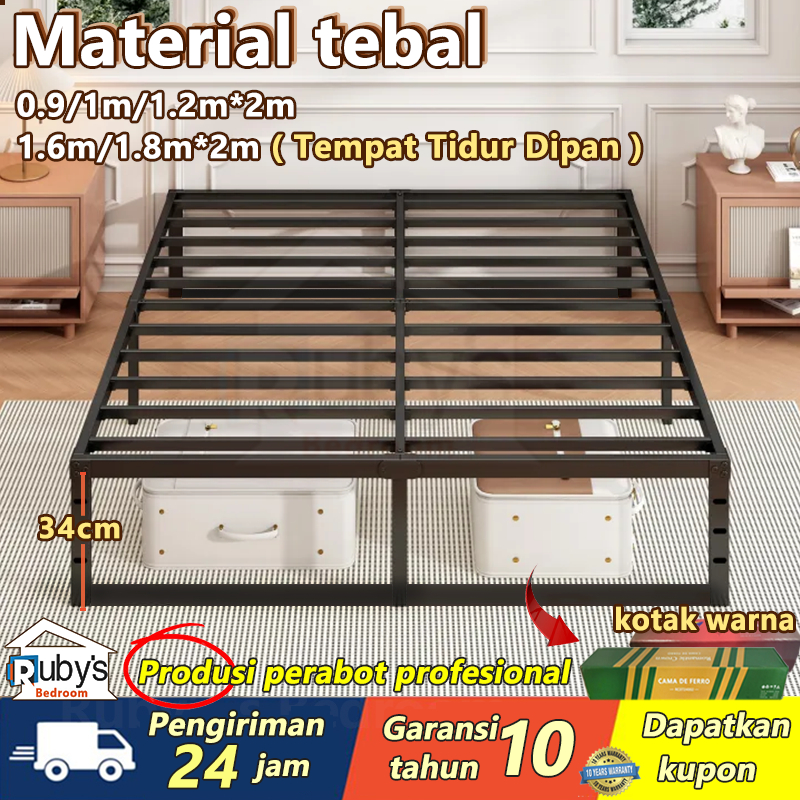 Garansi lima tahunRanjang Besi Tempat Tidur Dipan Besi 160x200 Ranjang Kasur Folding Bed Besi Bed Ye