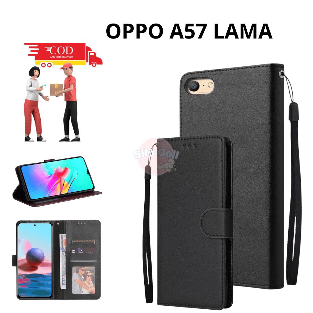 Casing Flip Polos Oppo A57 Lama Casing Flip Wallet Dompet