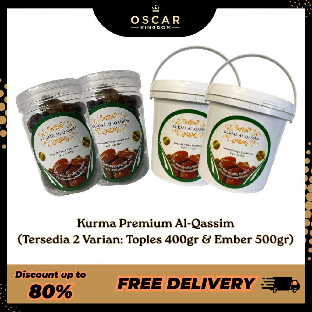 

[BELI 2 LEBIH HEMAT] Kurma Premium AlQaseem Kemasan Ember 500gr & Toples 400gr