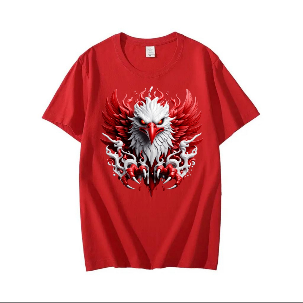 Kaos pria baju lengan pendek atasan baju cowok oblong laki dewasa merdeka burung garuda keren merah 