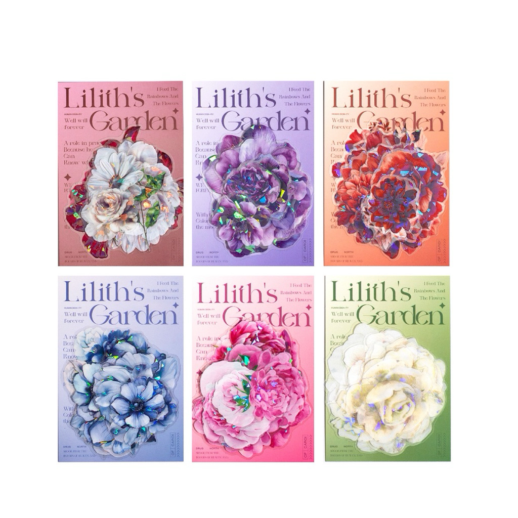 

(2EE) sticker transparan hologram bunga mix cantik beautiful flower journaling
