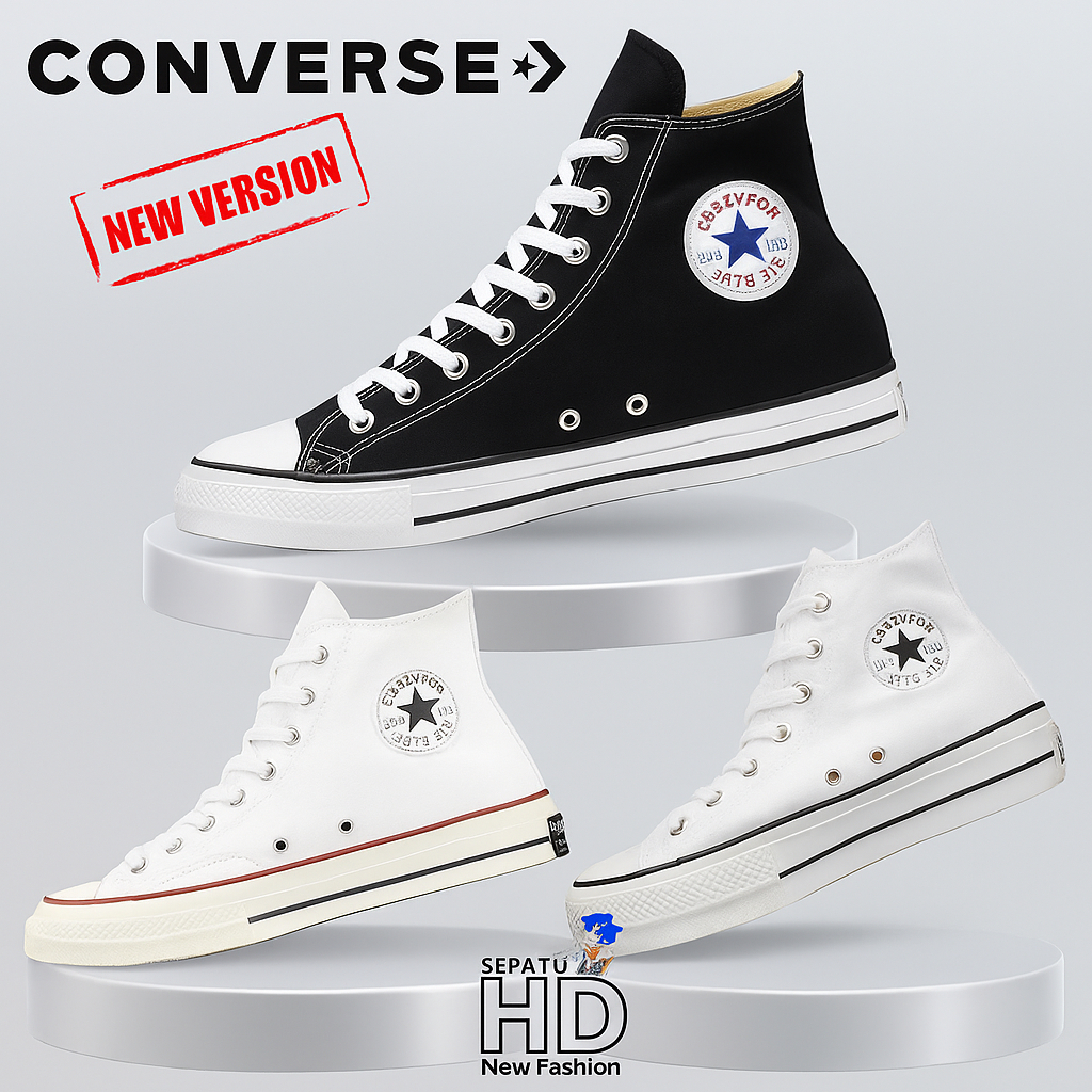 Sepatu Allstar Converse Hitam Sepatu  Sekolah Anak SD SMP SMA Garis Putih UKURAN 36-43 Convers High 
