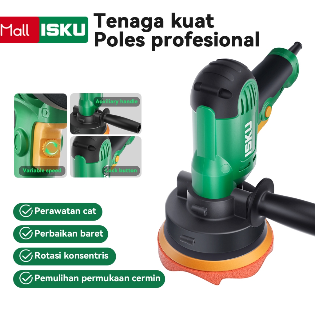 ISKU Mesin Poles Mobil 450W ORI / Polisher Rotasi Konsentris / Klaim Garansi / Lengkap MURAH