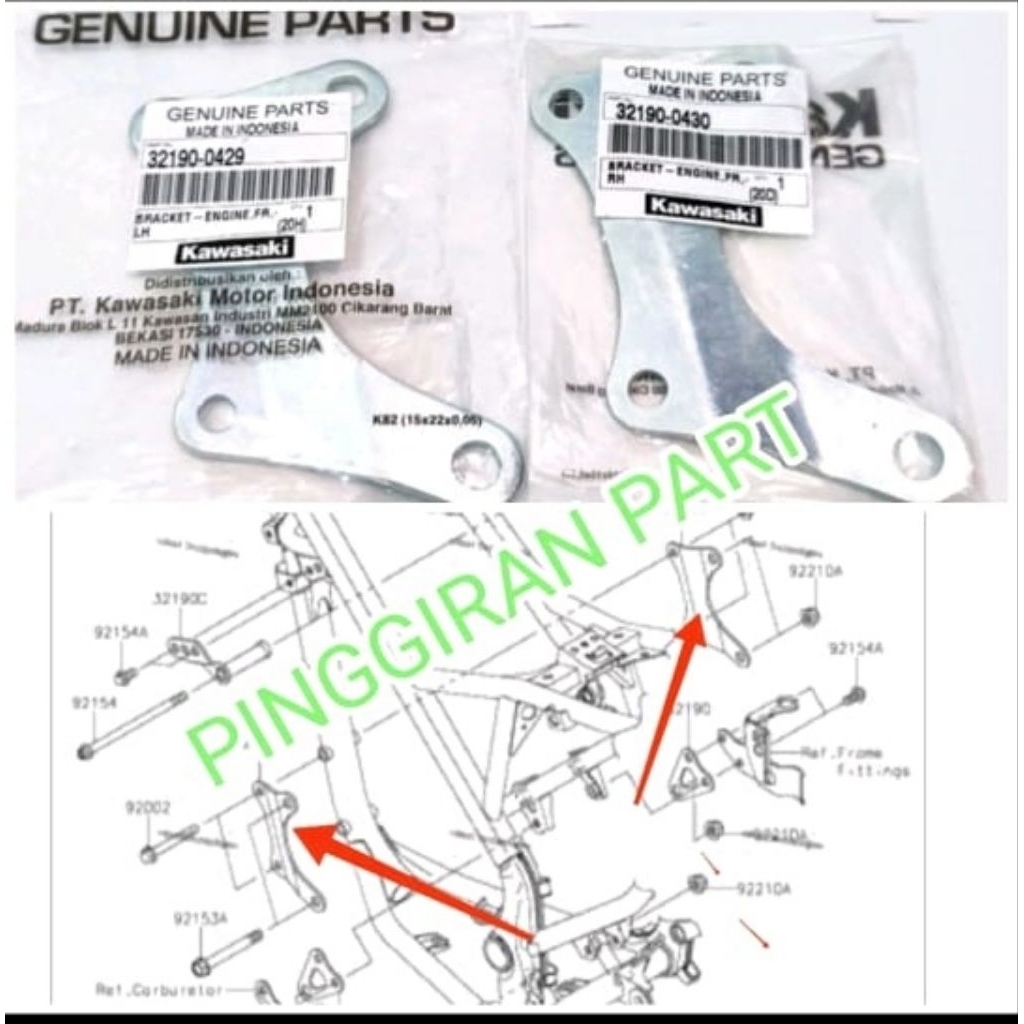 breket mesin depan bawah KLX 150 KLX150 original