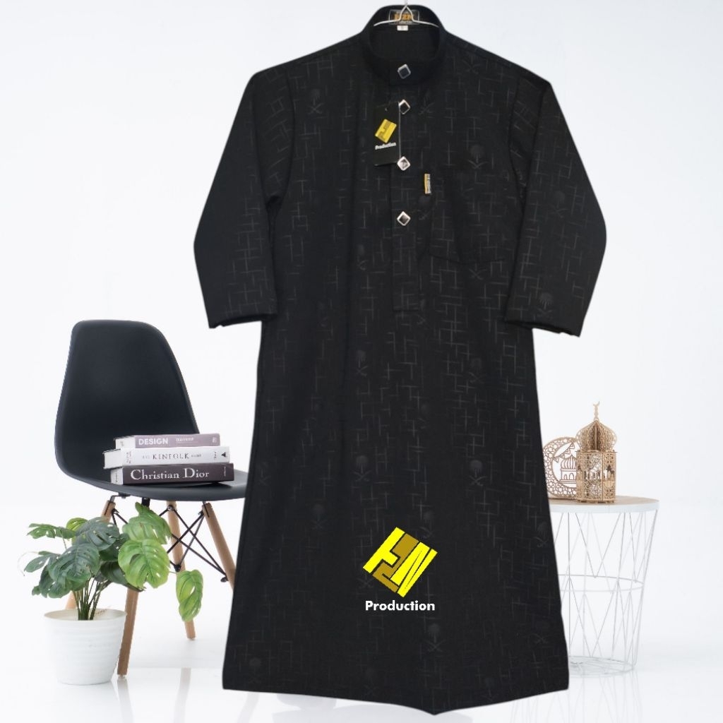 H2N Production Jubah Gamis Anak Laki Laki Lengan Panjang Hitam Putih