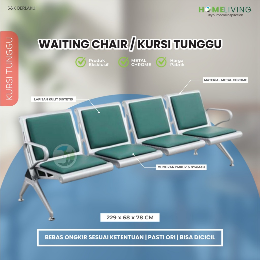 HOMELIVING - KURSI TUNGGU BANDARA - KURSI RUANG TUNGGU - KURSI TUNGGU RUMAH SAKIT EMPUK
