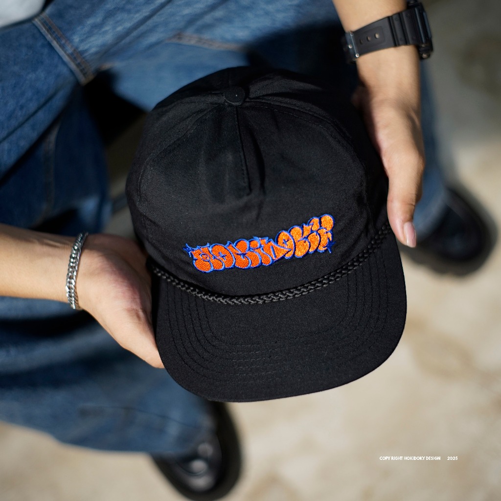 Hokidoky - Topi Pria Katun Twill Bordir Hitam