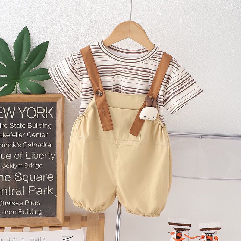 Overall Anak Laki Laki Kaos Salur Motif Terbaru // Oneset Anak Cowok Overall Celana