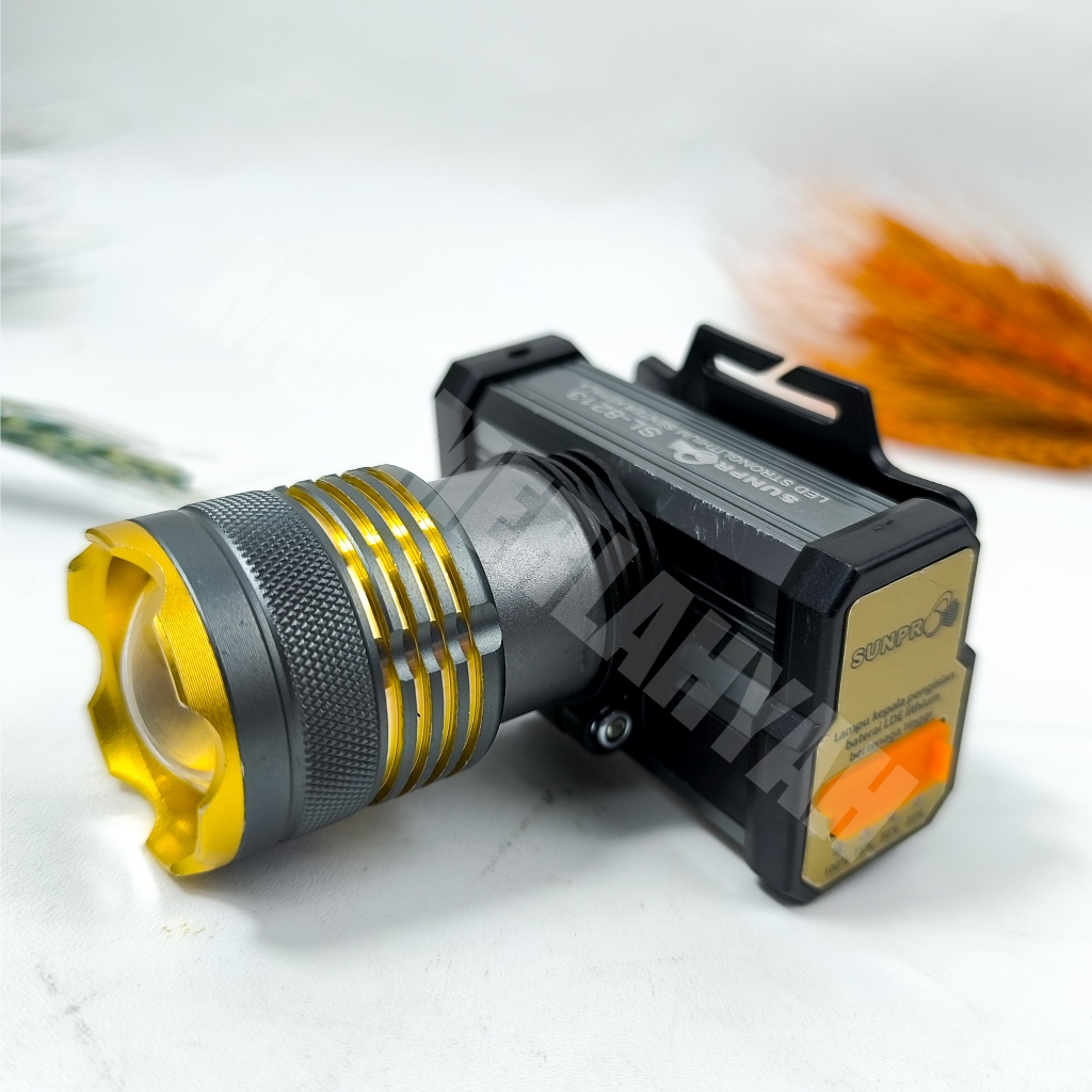 Senter Kepala Zoom Rechargeable LED 50 Watt Sunpro SL-8213 Senter Kepala Super Terang