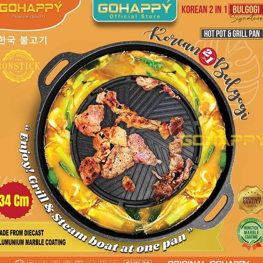 KODE R46Q Halomurah 2 in 1 Panci Shabu shabu bulgogi grill pan GHK39 KOREAN Mookata Pemanggang  Hot 