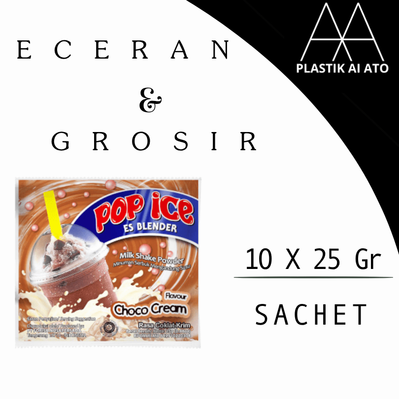 

Pop Ice Milk Shake Powder CHOCO CREAM 25 Gr 10 Pcs / Pop Ice COKLAT/ COKELAT / POPICE MILO