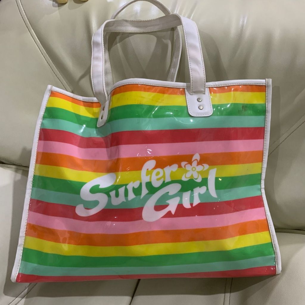 Surfer Girl PU Leather Rainbow Beach Bag Original