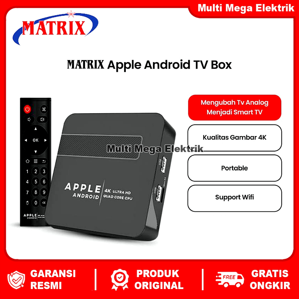 [COD] ANDROID TV BOX MATRIX APPLE ANDROID 10 2.4G WIFI 16GB ROM 2GB RAM STB 4K SMART TV BOX