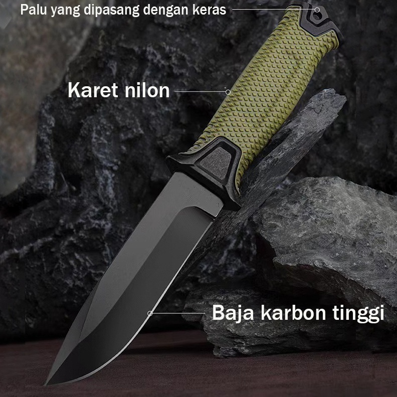 KODE E92H Pisau Outdoor Super Tajam Camping Pisau Lipat Survival Berbahan Baja Karbon Tinggi Peganga