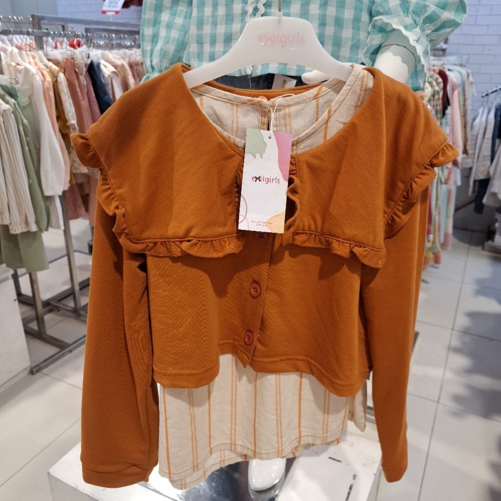 EXIT GIRLS Baju Anak perempuan Outer One set lengan Panjang usia 5-14 Tahun Original