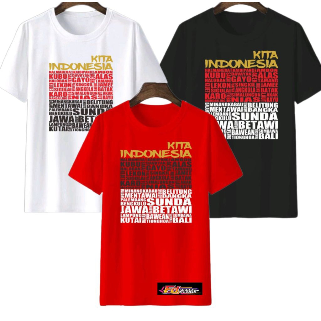 kaos kita indonesia/kaos agustusan merah putih/kaos indonesia merdeka/kaos dewasa pria wanita