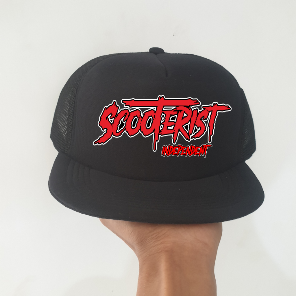 Dolanan17 topi vespa trucker snapback jaring topi vespa scooterist unisex