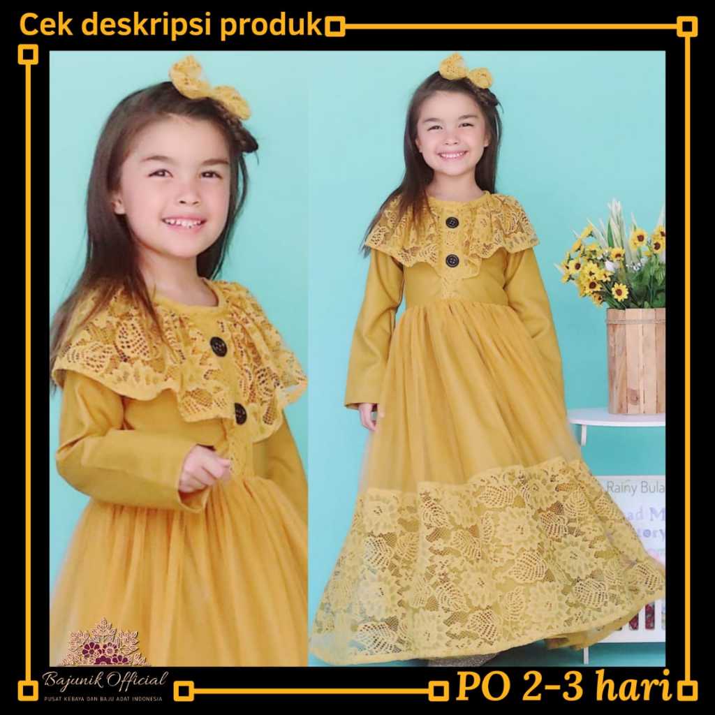 Gamis Fatiha | Baju Katun Couple Anak Perempuan & Dewasa Seragam Pesta Lebaran Brokat Terbaru