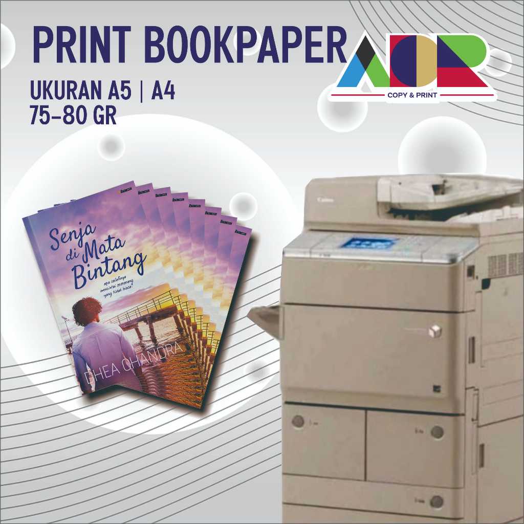 

JASA PRINT BUKU BOOK PAPER | BUKU NOVEL | KOMIK UKURAN A5 B5 A4 75-80 GR