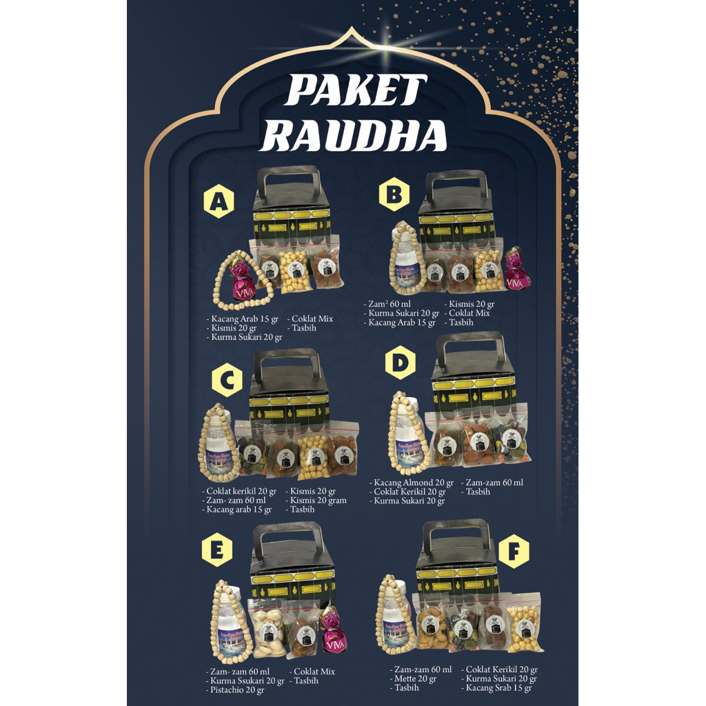 

50PACK PAKET OLEH OLEH HAJI UMROH PREMIUM SERIES RAUDHA