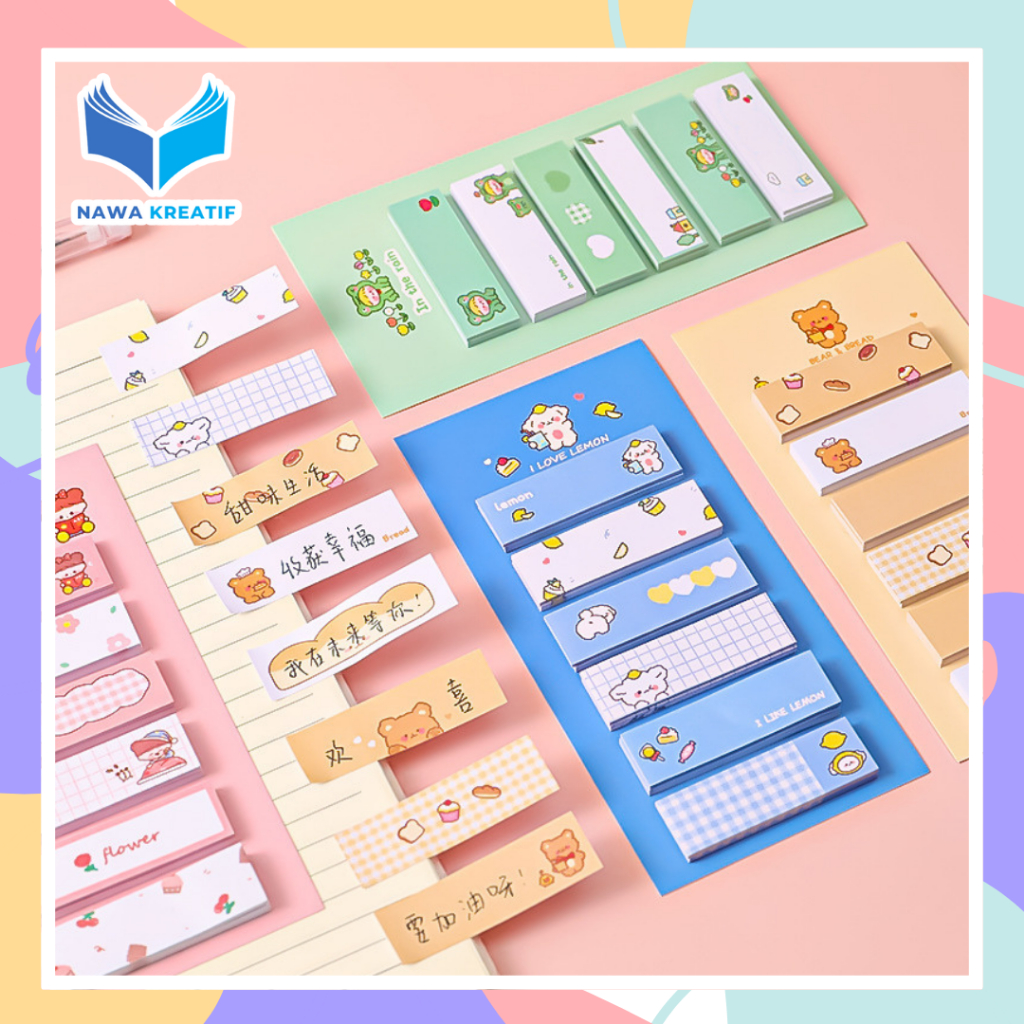 

NAWA Sticky Notes Motif Kartun Lucu Karakter Bear Frog Girl isi 6 x 20 pcs