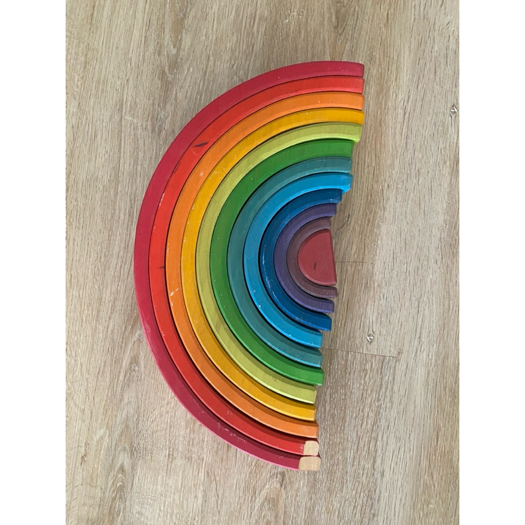 stacking rainbow grimms wooden toys