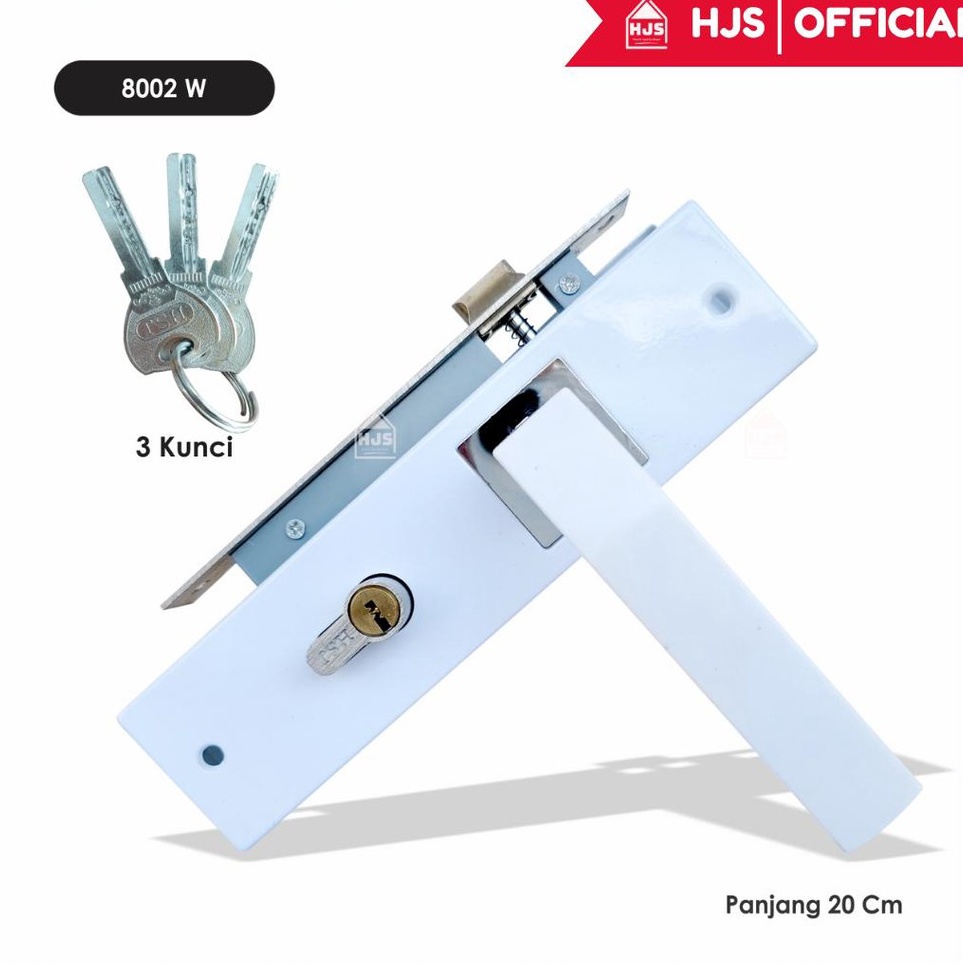Bisa Cod HJS Handle Set Pintu Tanggung Putih HSJ Kotak  Gagang Pintu Medium 2cm Handle Pintu Kotak M