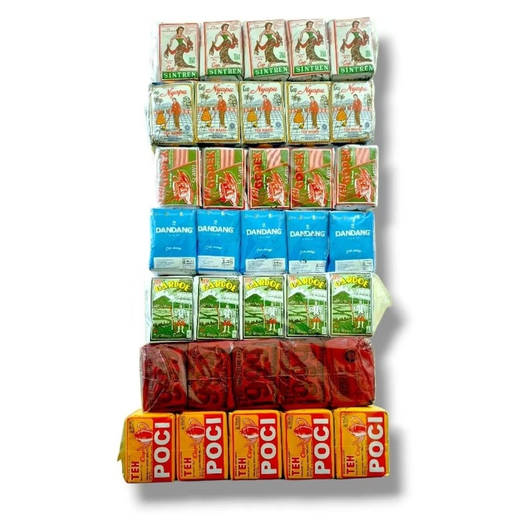 

Racikan teh 7 jenis sintren /nyapu/ gopek/ dandang/ gardoe/ 999/ poci (PER SLOP)