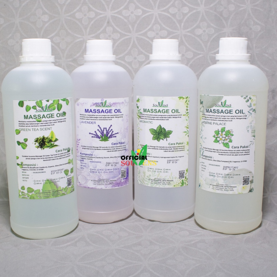 BPOM massage oil 1Liter aromatic jasmine lavender ecualyptus greentea