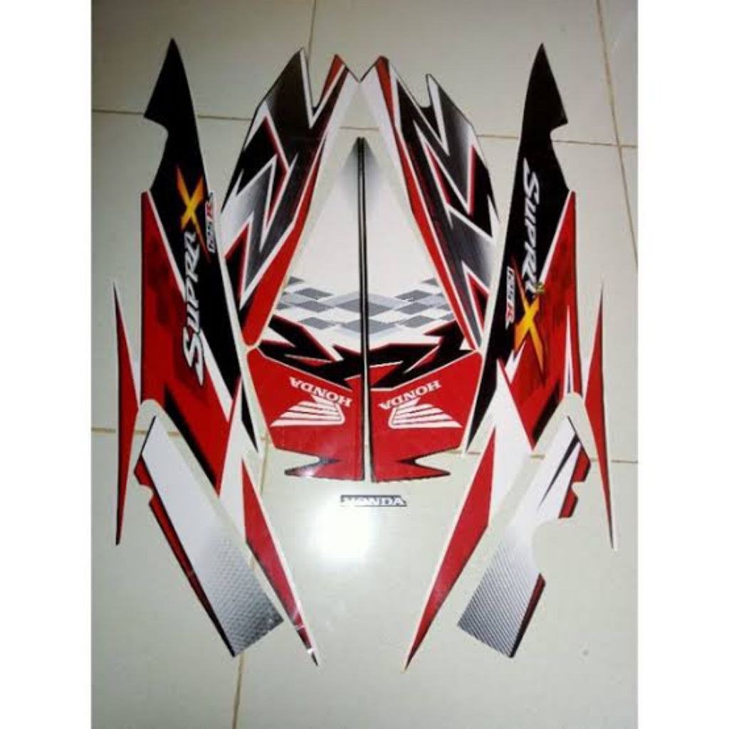 STRIPING SUPRA X 125 R 2010 HITAM PUTIH MERAH, striping honda supra x 125 2010