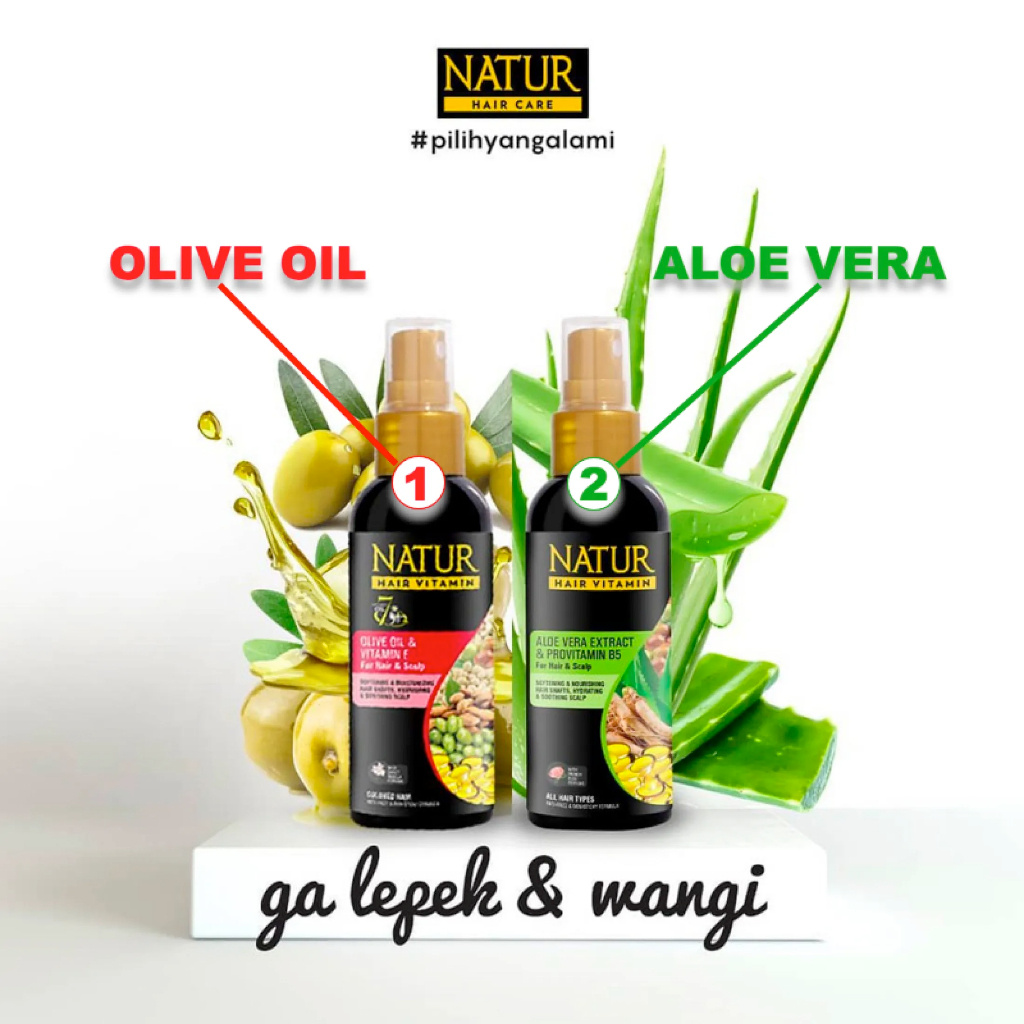Natur Hair Vitamin Rontok Dan Kering 80ml - Vitamin Rambut Rontok Dan Ketombe Natur Hair Tonic Serum