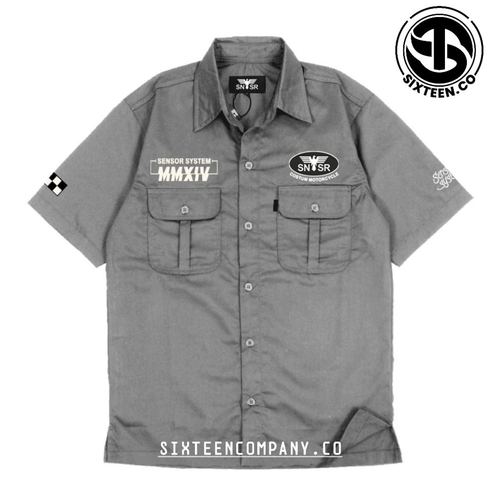 SIXPRO - Kemeja Pria Workshirt Elegant Abu  Kemeja Workshirt Pria Vintage