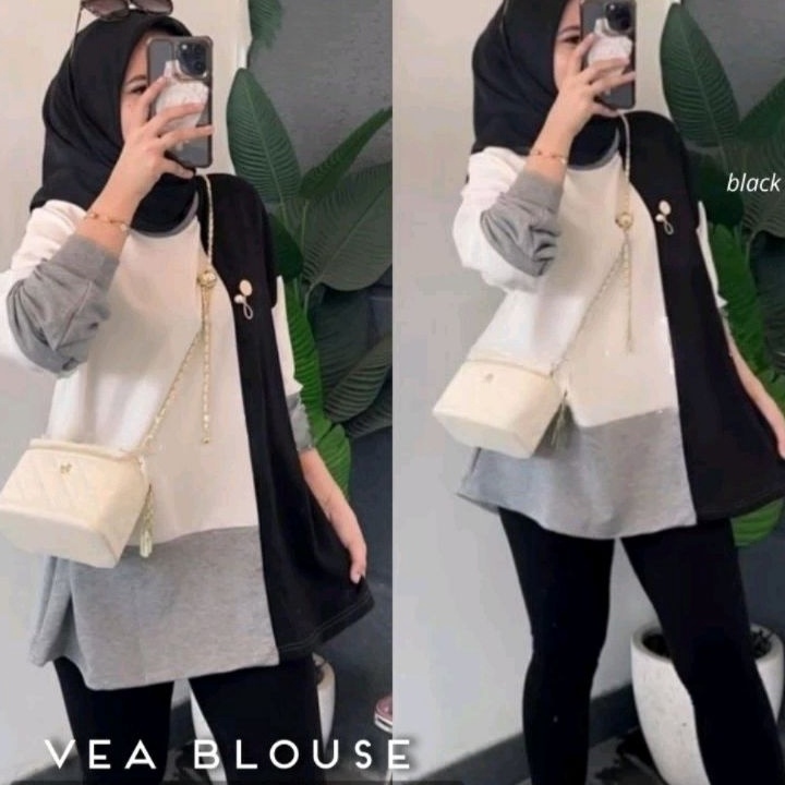 VEA2 BLOUSE  BLOUSE WANITA  BLOUSE KANTOR  KEMEJA KANTOR  TUNIK KAOS  ATASAN BABYTERI  KEMEJA HITAM 