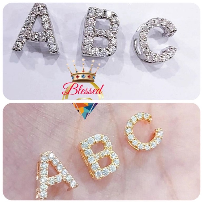 KODE H5Y LIONTIN PERAK ASLI 925 LAPIS EMAS MODEL HURUF ABJAD