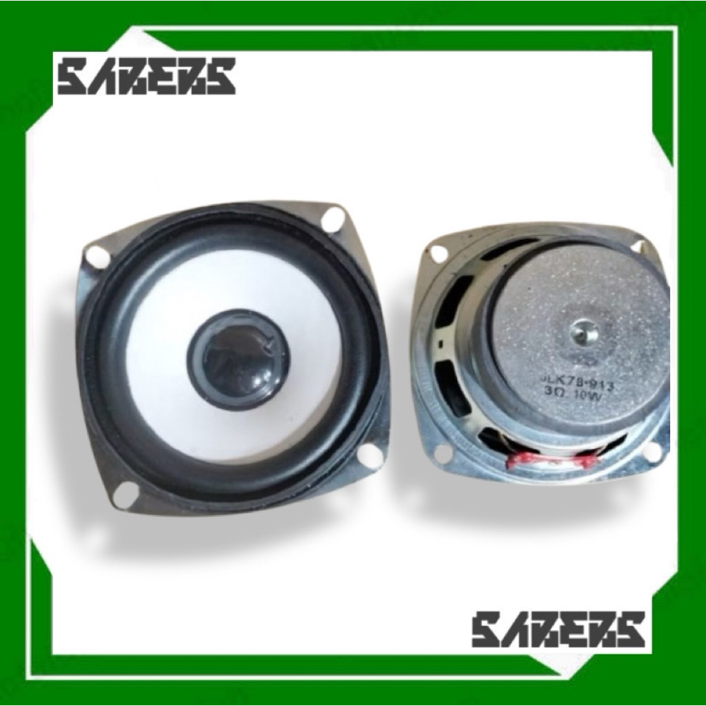 SPEAKER 3" INCH 3 OHM 10 WATT KOTAK BULAT HITAM PUTIH FULL BASS FULL RANGE