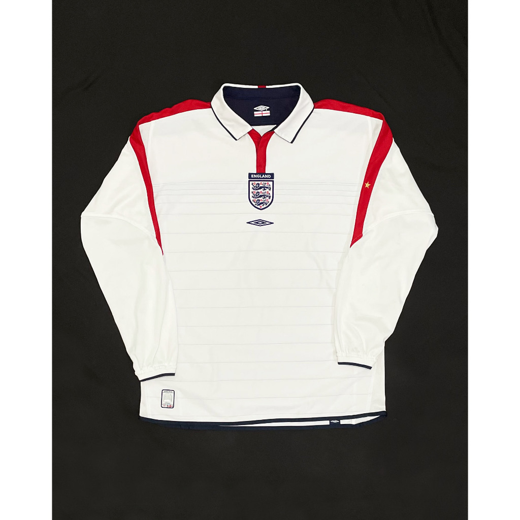 Long Sleeve Original Umbro England Home Kit 2003 2004 2005 Jersey Bola Vintage