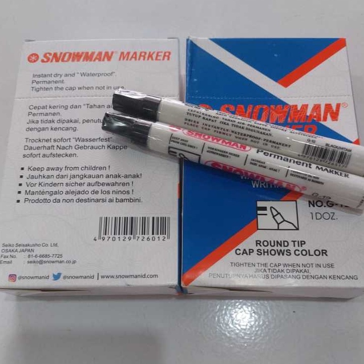 

KODE V98D Spidol permanen snowman G12 hitam isi 12pcs