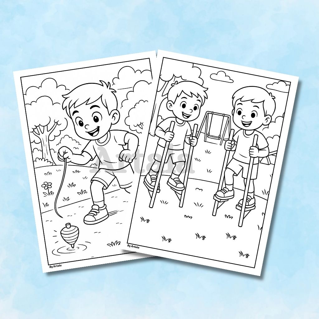 

Kertas Mewarnai Anak/Kertas Gambar Anak Tema Aktivitas Anak