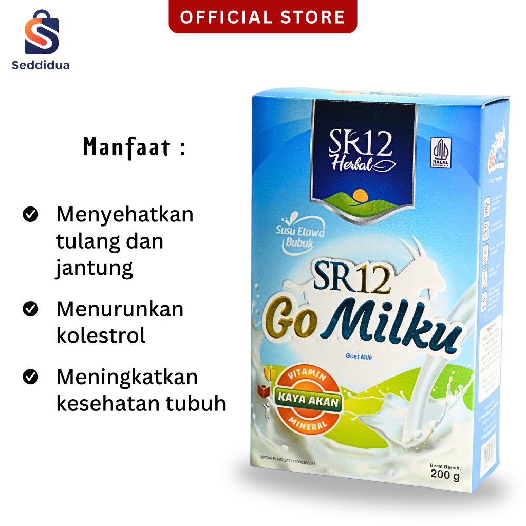 

SR12 Go Milku Susu Etawa Gomilku SR12 Susu Kambing Etawa Bubuk Kualitas Premium Kemasan Hemat 200gr