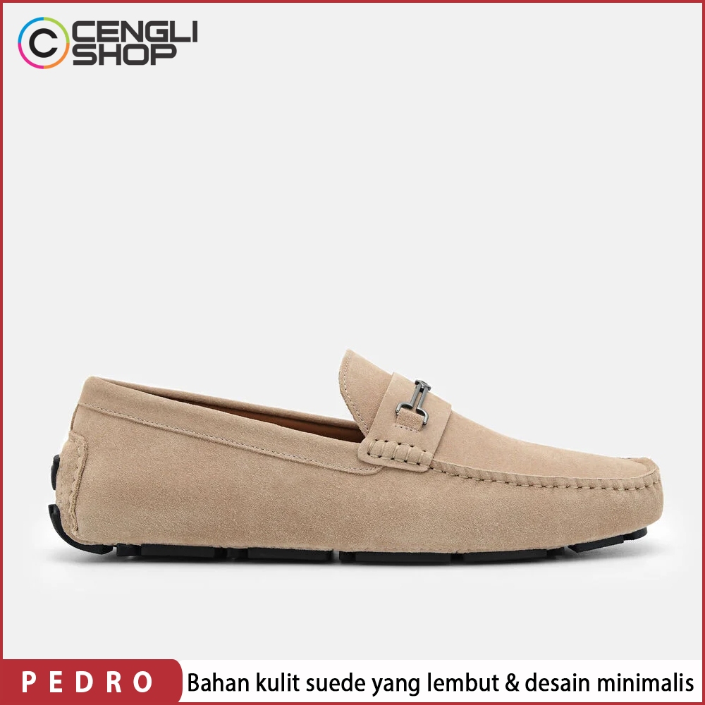 SEPATU PEDRO LOAFERS PRIA ORIGINAL LOAFER SLIP ON PANSUS KULIT ASLI ORI BRANDED COKLAT MUDA CREAM BR