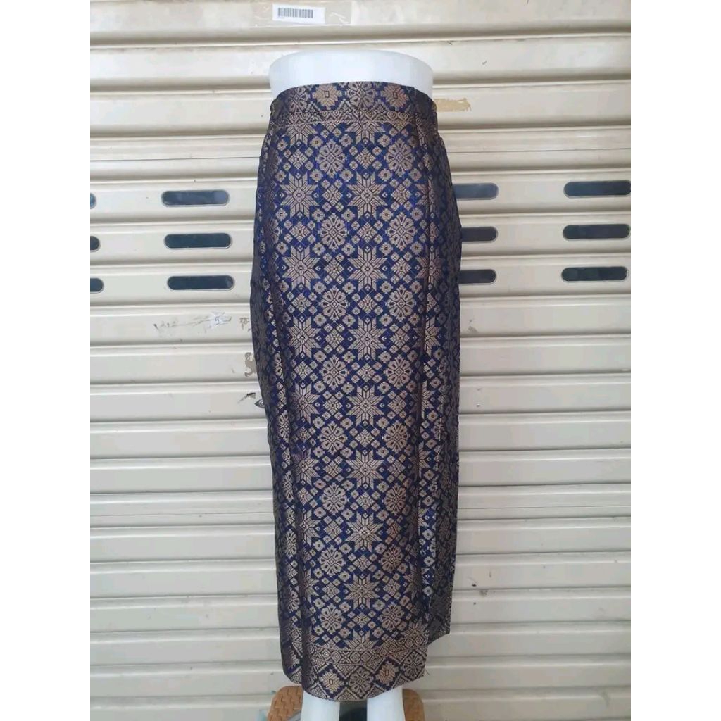 Rok Span Songket Kebaya VWanita/Rok Songket Jadi/Rok Span Songket Panjang Belah Samping Mewah- Putih