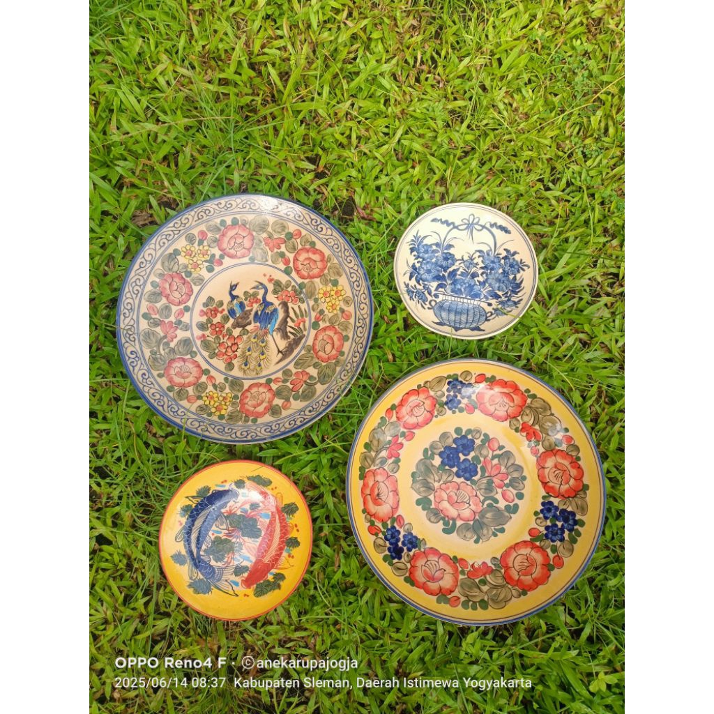 set piring keramik lukis untuk dekorasi hiasan dinding