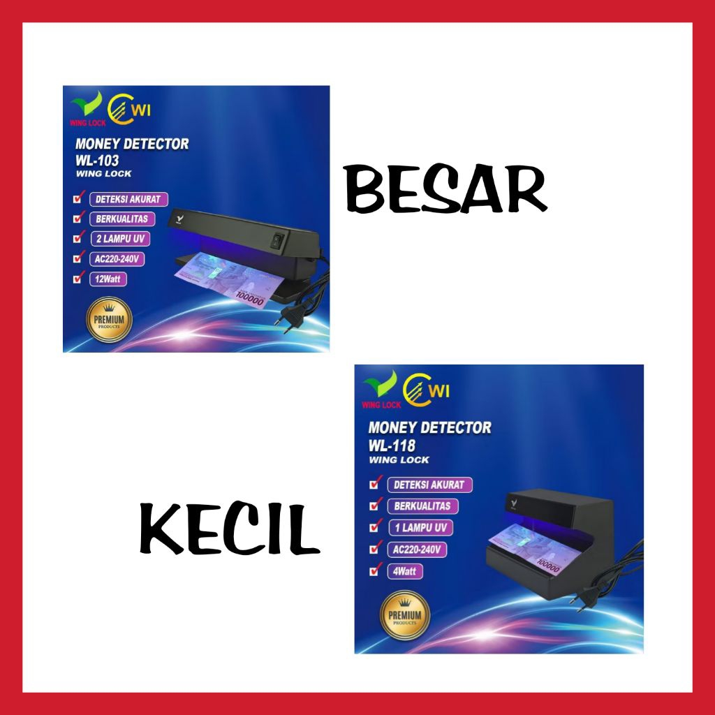 MONEY DETECTOR WINGLOCK WL-103/ WL- 118 Alat Test , Deteksi , Uang Palsu , Money Detector