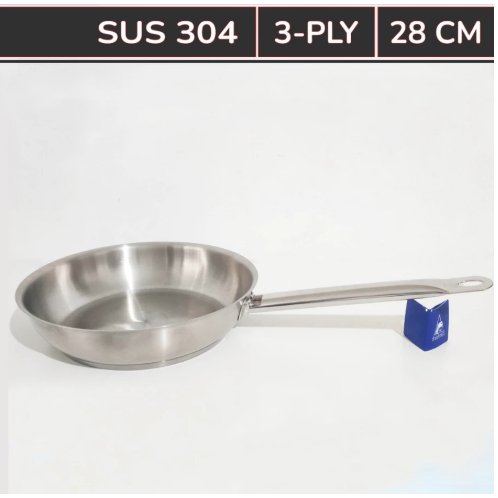 BIMA Fry Pan 28CM Frying Pan Stainless Steel SUS 304 Double Bottom Chef de Cuisine