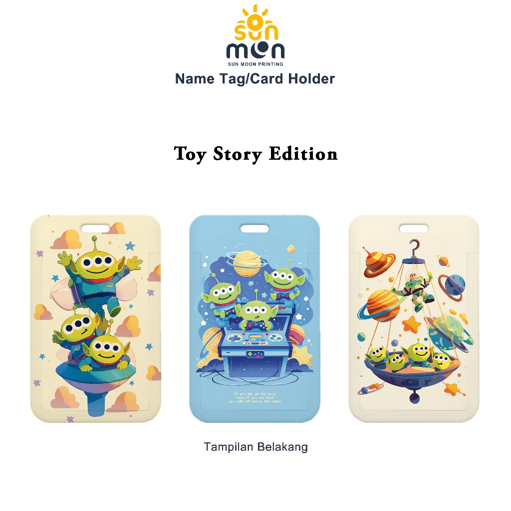 

Sun Moon Printing Card Holder Toy Story Edition Nametag Tanpa Tali Souvenir Hadiah Anak Kado Tempat Simpan Kartu Lucu