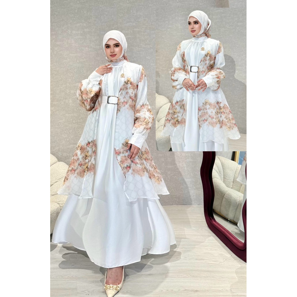 GAMIS SILK SET CARDIGAN JUMBO SHELLA SAUKIA