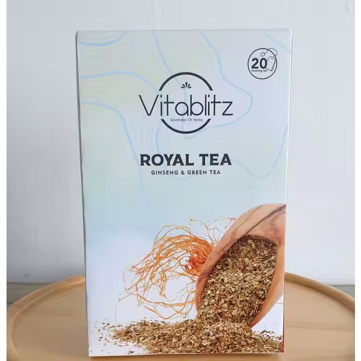 

Perpaduan Teh Hijau & Ginseng Herbal Alami Royal Tea Vitablitz untuk Stamina dan Antioksidan