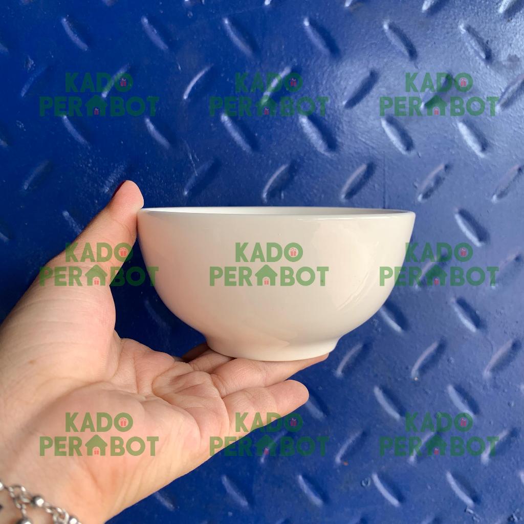 Mangkok Nasi Keramik-Mangkok Nasi-Mangkok Keramik 10,5 Cm Putih Polos